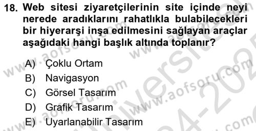 Web Grafik Tasarımı Dersi 2024 - 2025 Yılı Yaz Okulu Sınav Soruları 18. Soru