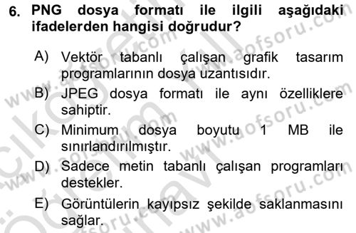 Web Grafik Tasarımı Dersi 2024 - 2025 Yılı Yaz Okulu Sınav Soruları 6. Soru