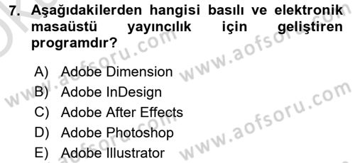 Web Grafik Tasarımı Dersi 2024 - 2025 Yılı Yaz Okulu Sınav Soruları 7. Soru