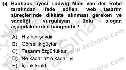 Web Grafik Tasarımı Dersi 2025 - 2026 Yılı (Vize) Ara Sınav Soruları 14. Soru