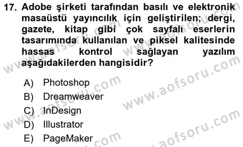 Web Grafik Tasarımı Dersi 2025 - 2026 Yılı (Vize) Ara Sınav Soruları 17. Soru