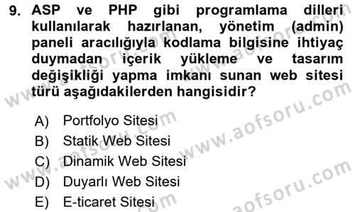 Web Grafik Tasarımı Dersi 2025 - 2026 Yılı (Vize) Ara Sınav Soruları 9. Soru