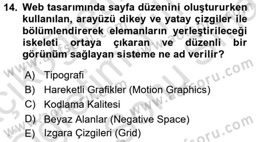 Web Grafik Tasarımı Dersi 2025 - 2026 Yılı (Final) Dönem Sonu Sınav Soruları 14. Soru