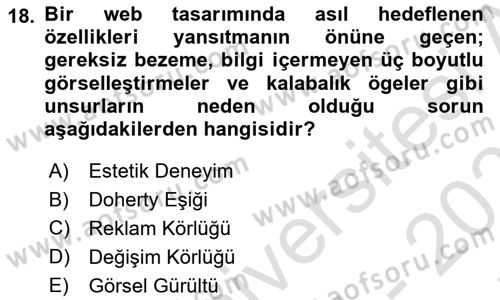 Web Grafik Tasarımı Dersi 2025 - 2026 Yılı (Final) Dönem Sonu Sınav Soruları 18. Soru