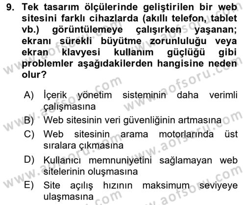 Web Grafik Tasarımı Dersi 2025 - 2026 Yılı (Final) Dönem Sonu Sınav Soruları 9. Soru