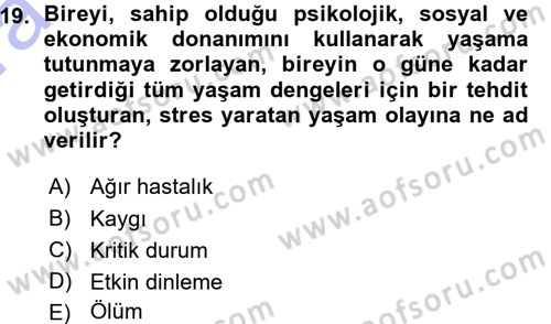 Bakım Elemanı Yetiştirme Ve Geliştirme 1 Dersi Ara Sınavı Deneme Sınav Soruları 19. Soru