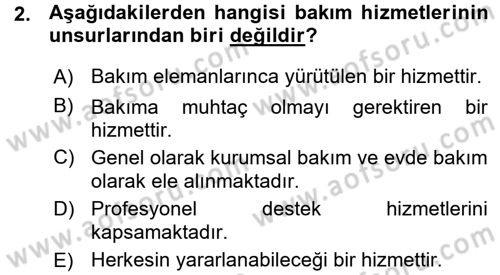 Bakım Elemanı Yetiştirme Ve Geliştirme 1 Dersi 2015 - 2016 Yılı (Vize) Ara Sınav Soruları 2. Soru