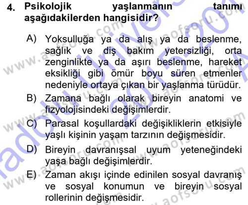 Bakım Elemanı Yetiştirme Ve Geliştirme 1 Dersi 2015 - 2016 Yılı (Vize) Ara Sınav Soruları 4. Soru