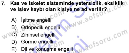 Bakım Elemanı Yetiştirme Ve Geliştirme 1 Dersi Ara Sınavı Deneme Sınav Soruları 7. Soru