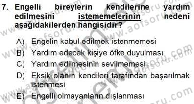 Bakım Elemanı Yetiştirme Ve Geliştirme 1 Dersi 2015 - 2016 Yılı (Final) Dönem Sonu Sınav Soruları 7. Soru