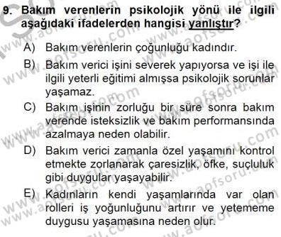 Bakım Elemanı Yetiştirme Ve Geliştirme 1 Dersi 2015 - 2016 Yılı (Final) Dönem Sonu Sınav Soruları 9. Soru