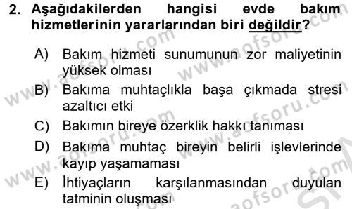 Bakım Elemanı Yetiştirme Ve Geliştirme 1 Dersi 2016 - 2017 Yılı (Vize) Ara Sınavı 2. Soru