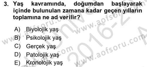 Bakım Elemanı Yetiştirme Ve Geliştirme 1 Dersi Ara Sınavı Deneme Sınav Soruları 3. Soru