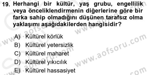 Bakım Elemanı Yetiştirme Ve Geliştirme 1 Dersi 2016 - 2017 Yılı (Final) Dönem Sonu Sınav Soruları 19. Soru