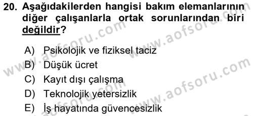 Bakım Elemanı Yetiştirme Ve Geliştirme 1 Dersi 2016 - 2017 Yılı (Final) Dönem Sonu Sınav Soruları 20. Soru