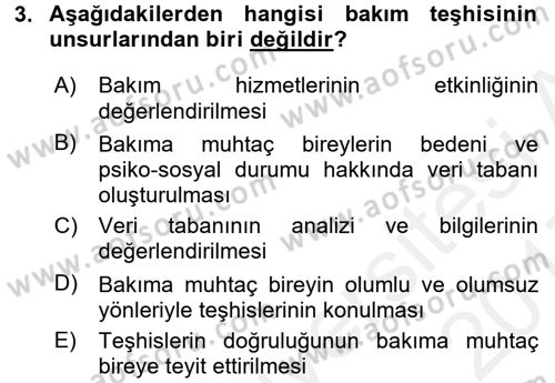 Bakım Elemanı Yetiştirme Ve Geliştirme 1 Dersi 2016 - 2017 Yılı (Final) Dönem Sonu Sınav Soruları 3. Soru