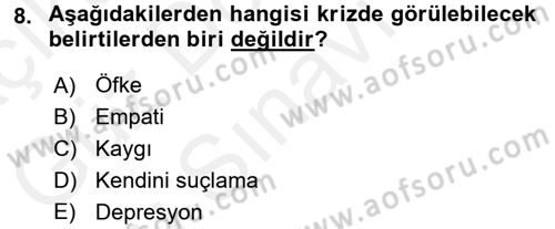 Bakım Elemanı Yetiştirme Ve Geliştirme 1 Dersi 2016 - 2017 Yılı (Final) Dönem Sonu Sınav Soruları 8. Soru