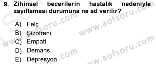 Bakım Elemanı Yetiştirme Ve Geliştirme 1 Dersi 2016 - 2017 Yılı (Final) Dönem Sonu Sınav Soruları 9. Soru