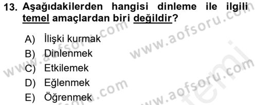 Bakım Elemanı Yetiştirme Ve Geliştirme 1 Dersi 2017 - 2018 Yılı (Final) Dönem Sonu Sınav Soruları 13. Soru