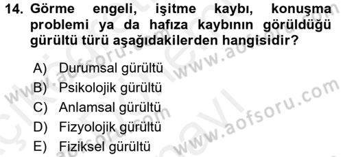 Bakım Elemanı Yetiştirme Ve Geliştirme 1 Dersi 2017 - 2018 Yılı (Final) Dönem Sonu Sınav Soruları 14. Soru