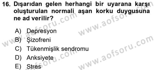 Bakım Elemanı Yetiştirme Ve Geliştirme 1 Dersi 2017 - 2018 Yılı (Final) Dönem Sonu Sınav Soruları 16. Soru