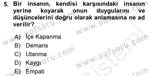 Bakım Elemanı Yetiştirme Ve Geliştirme 1 Dersi 2017 - 2018 Yılı (Final) Dönem Sonu Sınav Soruları 5. Soru