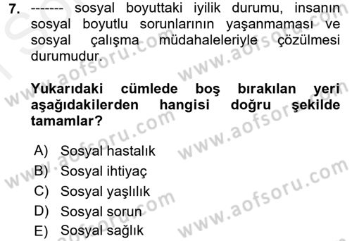 Bakım Elemanı Yetiştirme Ve Geliştirme 1 Dersi 2017 - 2018 Yılı (Final) Dönem Sonu Sınav Soruları 7. Soru