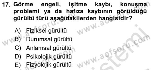 Bakım Elemanı Yetiştirme Ve Geliştirme 1 Dersi 2018 - 2019 Yılı 3 Ders Sınav Soruları 17. Soru