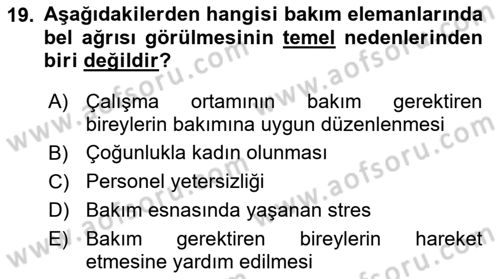 Bakım Elemanı Yetiştirme Ve Geliştirme 1 Dersi 2018 - 2019 Yılı 3 Ders Sınav Soruları 19. Soru