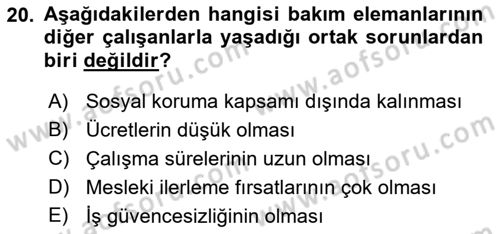 Bakım Elemanı Yetiştirme Ve Geliştirme 1 Dersi 2018 - 2019 Yılı 3 Ders Sınavı 20. Soru