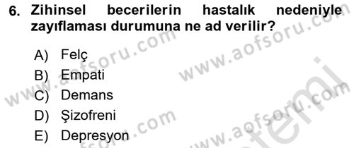 Bakım Elemanı Yetiştirme Ve Geliştirme 1 Dersi 2018 - 2019 Yılı 3 Ders Sınavı 6. Soru