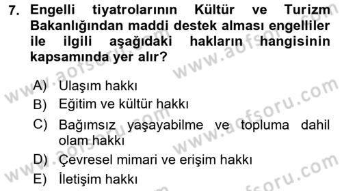 Bakım Elemanı Yetiştirme Ve Geliştirme 1 Dersi Ara Sınavı Deneme Sınav Soruları 7. Soru