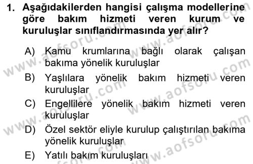 Bakım Elemanı Yetiştirme Ve Geliştirme 1 Dersi 2018 - 2019 Yılı (Final) Dönem Sonu Sınavı 1. Soru