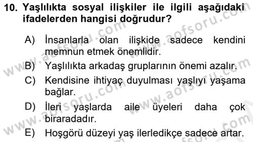 Bakım Elemanı Yetiştirme Ve Geliştirme 1 Dersi 2018 - 2019 Yılı (Final) Dönem Sonu Sınavı 10. Soru