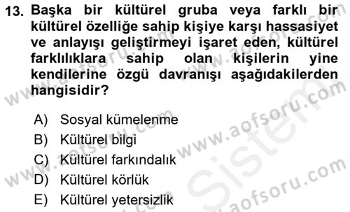 Bakım Elemanı Yetiştirme Ve Geliştirme 1 Dersi 2018 - 2019 Yılı (Final) Dönem Sonu Sınavı 13. Soru