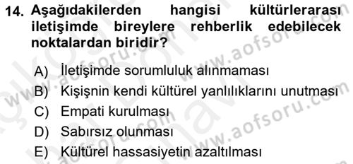 Bakım Elemanı Yetiştirme Ve Geliştirme 1 Dersi 2018 - 2019 Yılı (Final) Dönem Sonu Sınavı 14. Soru