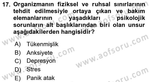 Bakım Elemanı Yetiştirme Ve Geliştirme 1 Dersi 2018 - 2019 Yılı (Final) Dönem Sonu Sınavı 17. Soru