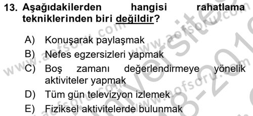 Bakım Elemanı Yetiştirme Ve Geliştirme 1 Dersi 2018 - 2019 Yılı Yaz Okulu Sınav Soruları 13. Soru