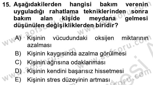 Bakım Elemanı Yetiştirme Ve Geliştirme 1 Dersi 2020 - 2021 Yılı Yaz Okulu Sınavı 15. Soru