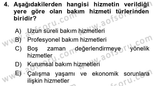 Bakım Elemanı Yetiştirme Ve Geliştirme 1 Dersi 2020 - 2021 Yılı Yaz Okulu Sınavı 4. Soru