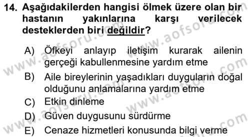 Bakım Elemanı Yetiştirme Ve Geliştirme 1 Dersi 2021 - 2022 Yılı (Vize) Ara Sınav Soruları 14. Soru