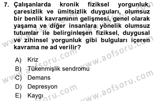Bakım Elemanı Yetiştirme Ve Geliştirme 1 Dersi 2021 - 2022 Yılı (Final) Dönem Sonu Sınav Soruları 7. Soru