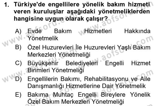 Bakım Elemanı Yetiştirme Ve Geliştirme 1 Dersi 2021 - 2022 Yılı Yaz Okulu Sınavı 1. Soru