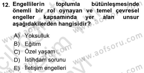 Bakım Elemanı Yetiştirme Ve Geliştirme 1 Dersi 2021 - 2022 Yılı Yaz Okulu Sınav Soruları 12. Soru