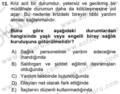 Bakım Elemanı Yetiştirme Ve Geliştirme 1 Dersi 2021 - 2022 Yılı Yaz Okulu Sınav Soruları 13. Soru