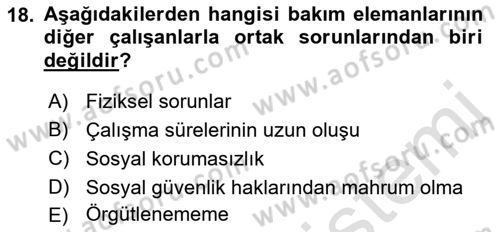 Bakım Elemanı Yetiştirme Ve Geliştirme 1 Dersi 2021 - 2022 Yılı Yaz Okulu Sınav Soruları 18. Soru