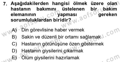 Bakım Elemanı Yetiştirme Ve Geliştirme 1 Dersi 2021 - 2022 Yılı Yaz Okulu Sınav Soruları 7. Soru
