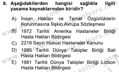 Bakım Elemanı Yetiştirme Ve Geliştirme 1 Dersi 2021 - 2022 Yılı Yaz Okulu Sınav Soruları 8. Soru