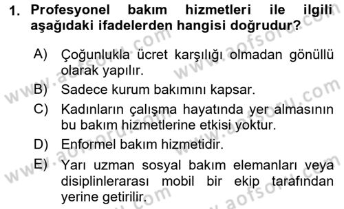 Bakım Elemanı Yetiştirme Ve Geliştirme 1 Dersi 2022 - 2023 Yılı (Vize) Ara Sınavı 1. Soru