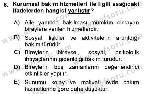 Bakım Elemanı Yetiştirme Ve Geliştirme 1 Dersi 2022 - 2023 Yılı (Vize) Ara Sınavı 6. Soru